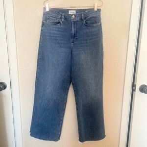 FRAME Size 32 Le Slim Palazzo Jeans Crossings Quiet Luxury Raw Hem